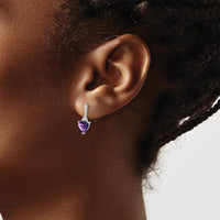 10K White Gold Amethyst and Diamond Heart Earrings - 0.75 Carat Amethyst, 0.01 Carat Total Diamond Weight by Monteluci Fine Jewelry