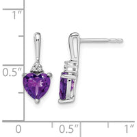 10K White Gold Amethyst and Diamond Heart Earrings - 0.75 Carat Amethyst, 0.01 Carat Total Diamond Weight by Monteluci Fine Jewelry