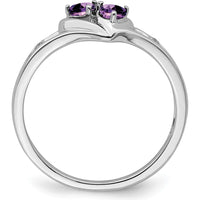 10K White Gold Amethyst and Diamond Heart Ring with 0.0987 Carat Total Amethyst Weight by 0