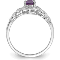 10K White Gold Amethyst and Diamond Ring - 0.93 Carat Amethyst, 0.016 Carat Total Diamond Weight