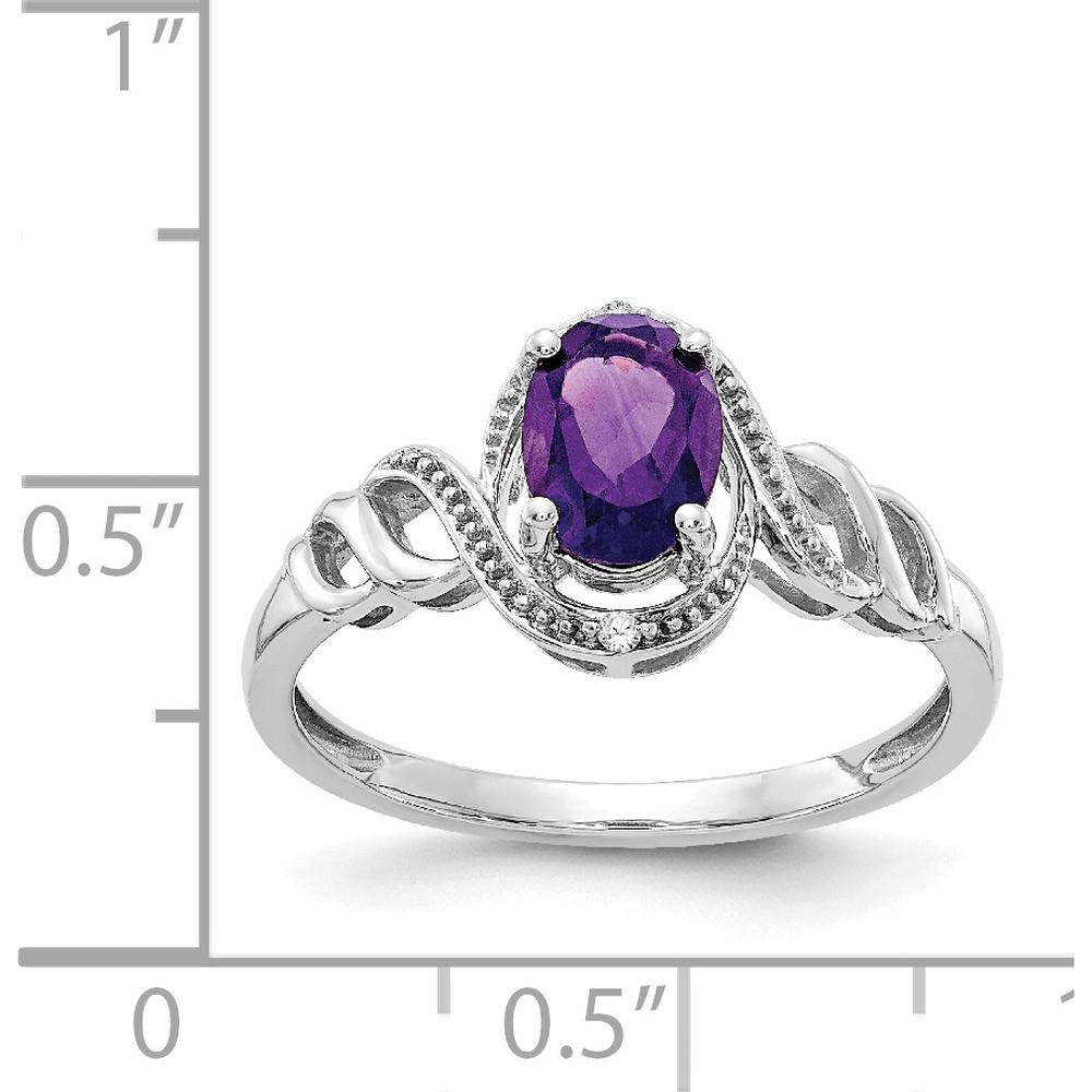 10K White Gold Amethyst and Diamond Ring - 0.93 Carat Amethyst, 0.016 Carat Total Diamond Weight