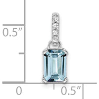 10K White Gold Aquamarine and Diamond Pendant - 1 Carat Aquamarine and 0.04 Carat Total Diamond Weight by Oro Pregiato