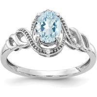 10K White Gold Aquamarine and Diamond Ring - 0.93 Carat Aquamarine, 0.008 Carat Total Diamond Weight