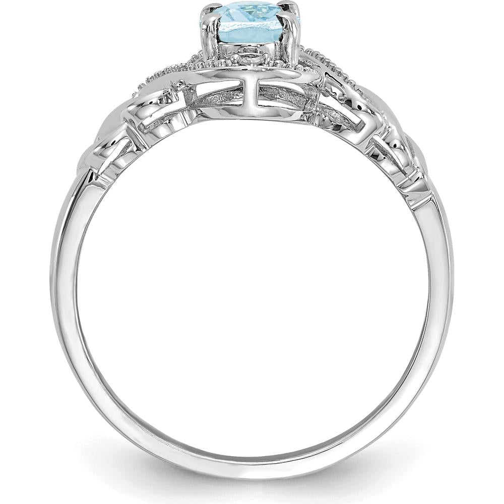 10K White Gold Aquamarine and Diamond Ring - 0.93 Carat Aquamarine, 0.008 Carat Total Diamond Weight