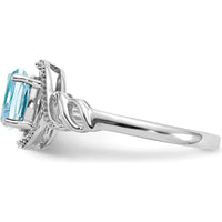 10K White Gold Aquamarine and Diamond Ring - 0.93 Carat Aquamarine, 0.008 Carat Total Diamond Weight