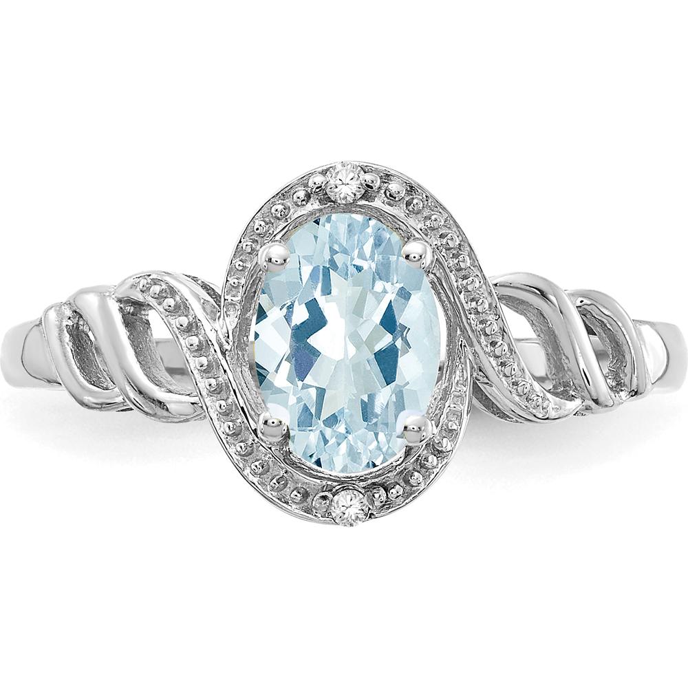 10K White Gold Aquamarine and Diamond Ring - 0.93 Carat Aquamarine, 0.008 Carat Total Diamond Weight