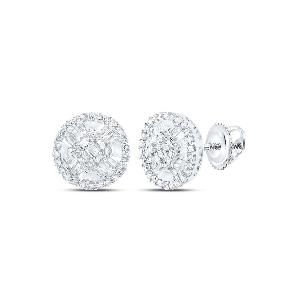 10K White Gold Baguette Diamond Dangle Earrings - 5/8 Carat Total Diamond Weight