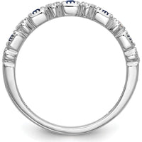 10K White Gold Band with Alternating Princess Cut Sapphires and Round Diamonds - 0.20 Carat Total Gemstone Weight by 0