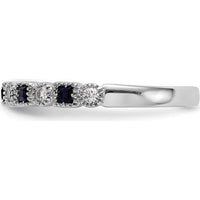 10K White Gold Band with Alternating Princess Cut Sapphires and Round Diamonds - 0.20 Carat Total Gemstone Weight by 0