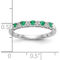 10K White Gold Band with Alternating Round Natural Emeralds (0.25 Carat Total) and Diamonds (0.012 Carat Total) by 0