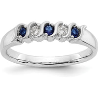 10K White Gold Band with Round Diamonds and Sapphires - 0.135 Carat Total Gemstone Weight by 0
