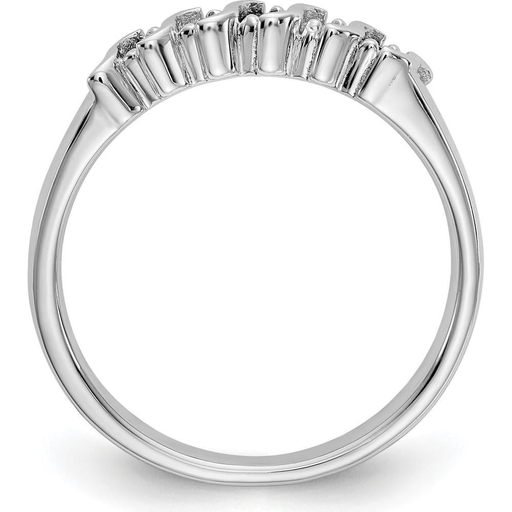 10K White Gold Band with Round Diamonds and Sapphires - 0.135 Carat Total Gemstone Weight by 0