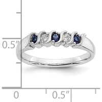 10K White Gold Band with Round Diamonds and Sapphires - 0.135 Carat Total Gemstone Weight by 0