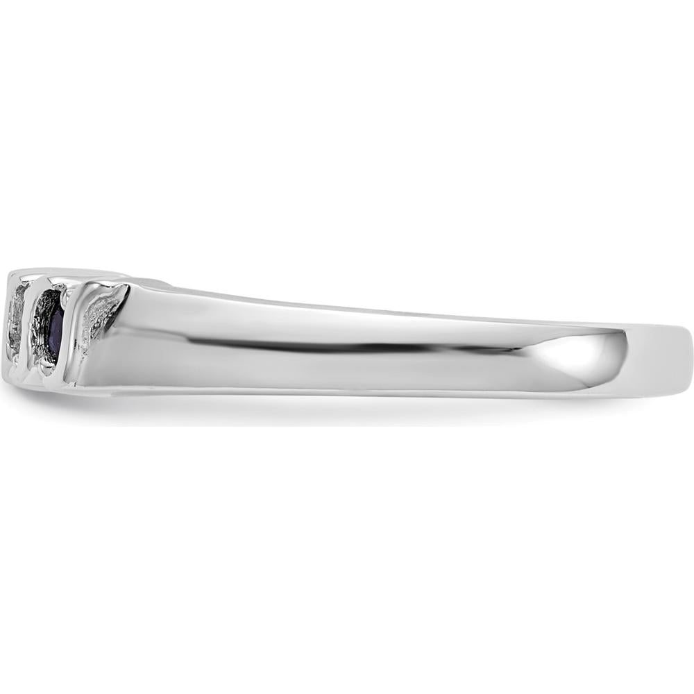 10K White Gold Band with Round Diamonds and Sapphires - 0.135 Carat Total Gemstone Weight by 0
