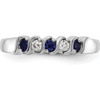 10K White Gold Band with Round Diamonds and Sapphires - 0.135 Carat Total Gemstone Weight by 0