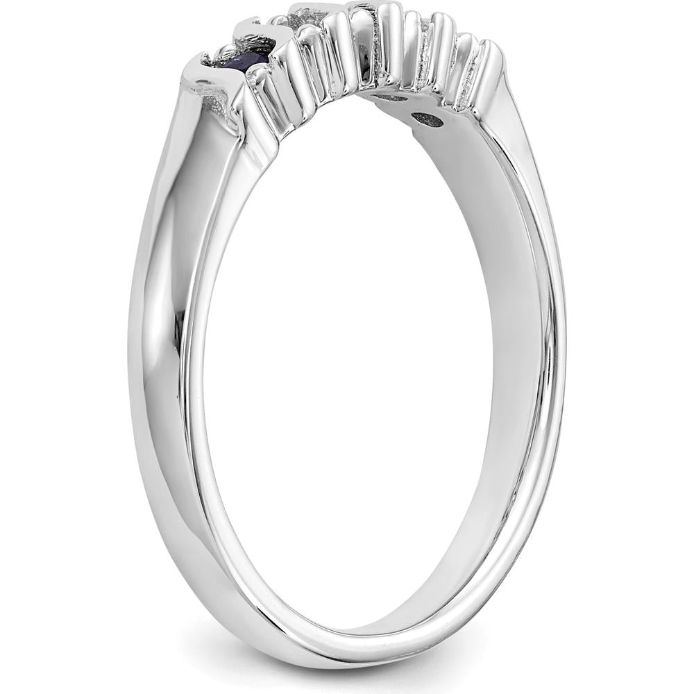 10K White Gold Band with Round Diamonds and Sapphires - 0.135 Carat Total Gemstone Weight by 0