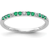 10K White Gold Band with Round Emeralds and Diamonds - 0.25 Carat Total Gem Weight by 0