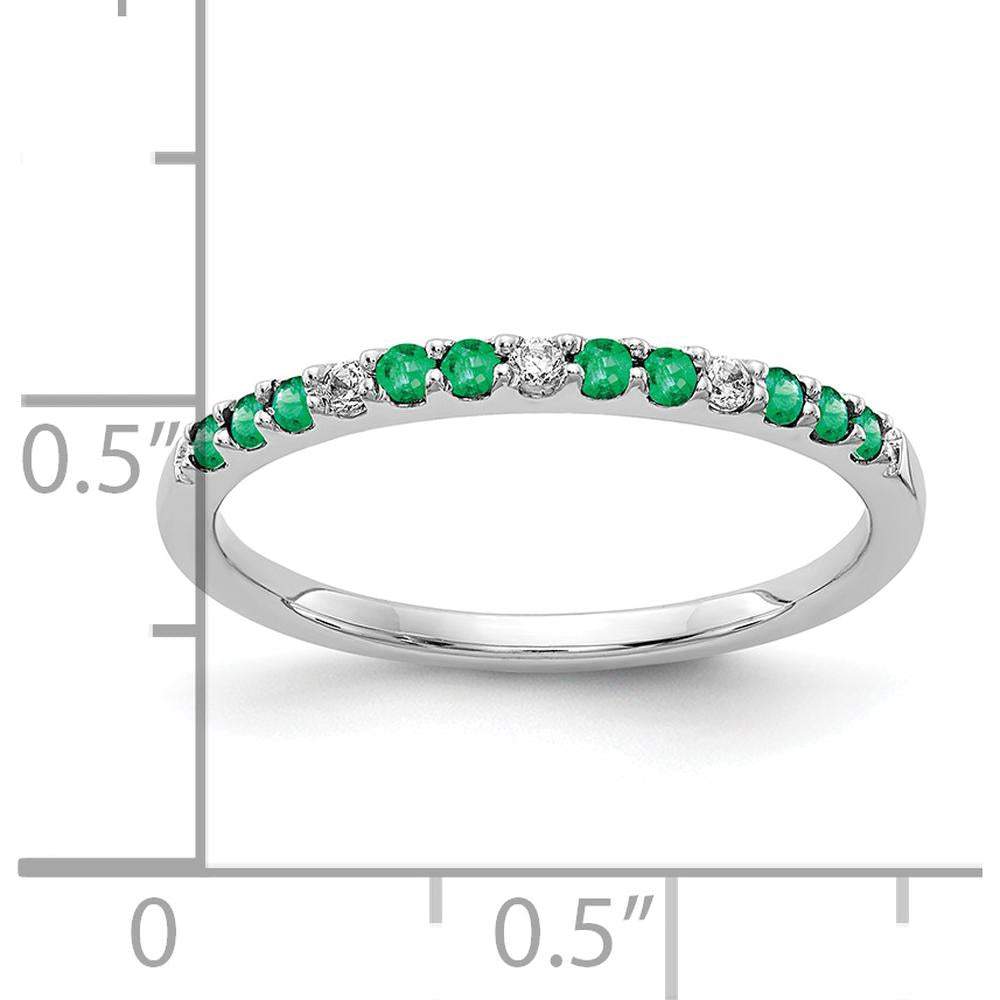 10K White Gold Band with Round Emeralds and Diamonds - 0.25 Carat Total Gem Weight by 0