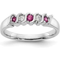 10K White Gold Band with Round Rubies and Diamonds - 0.225 Carat Total Gemstone Weight by 0