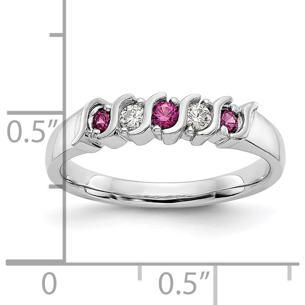 10K White Gold Band with Round Rubies and Diamonds - 0.225 Carat Total Gemstone Weight by 0