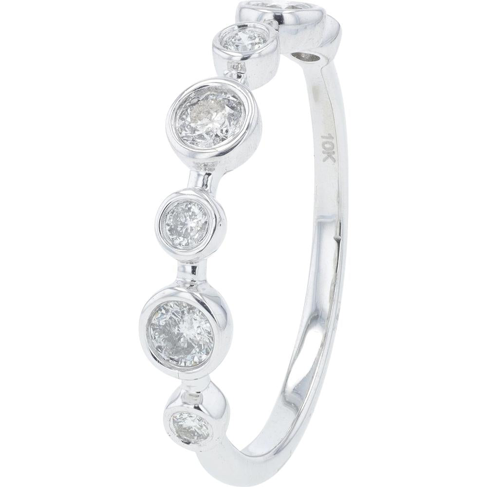 10K White Gold Bezel Set Diamond Ring - 0.38 Carat Total Diamond Weight
