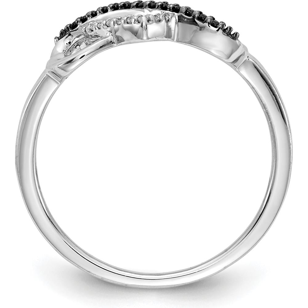 10K White Gold Black and White Diamond Infinity Heart Ring with Rhodium Plating - 0.50 Carat Total Diamond Weight by 0