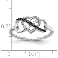 10K White Gold Black and White Diamond Infinity Heart Ring with Rhodium Plating - 0.50 Carat Total Diamond Weight by 0