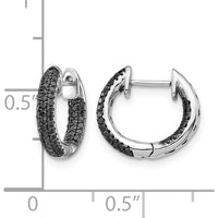 10K White Gold Black Diamond Hinged Hoop Earrings - 0.50 Carat Total Diamond Weight by Oro Pregiato