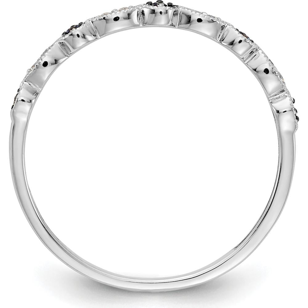 10K White Gold Blue and White Diamond Fancy Band - 0.025 Carat Total Diamond Weight by 0
