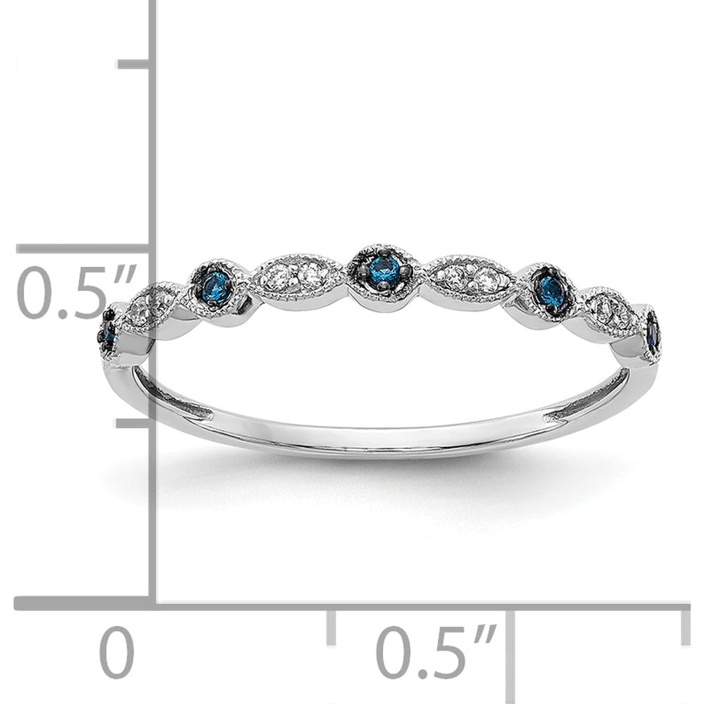 10K White Gold Blue and White Diamond Fancy Band - 0.025 Carat Total Diamond Weight by 0
