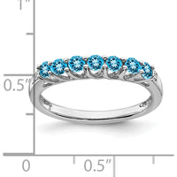 10K White Gold Blue Topaz and Diamond 7-Stone Ring with Milgrain Detail - 0.56 Carat Total Blue Topaz, 0.012 Carat Total Diamond Weight by 0
