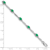 10K White Gold Bracelet with Oval Emeralds and Round Diamonds - 0.22 Carats Emerald Weight, 0.01 Carats Total Diamond Weight by Monteluci Fine Jewelry