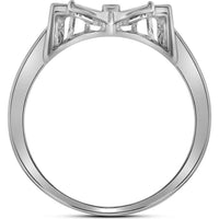 10K White Gold Butterfly Motif Ring with Prong-Set Round and Marquise Diamonds - 0.05 Carat Total Diamond Weight