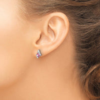10K White Gold Button Earrings with Cushion Cut Pink Sapphires and Round Diamonds - 0.64 Carat Total Gem Weight by Oro Pregiato