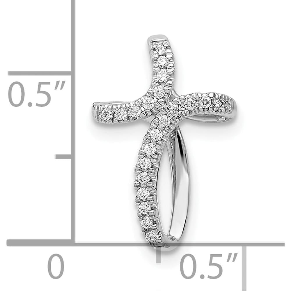 10K White Gold Bypass Cross Ring with Prong-Set Round Diamonds - 0.07 Carat Total Diamond Weight by Oro Pregiato