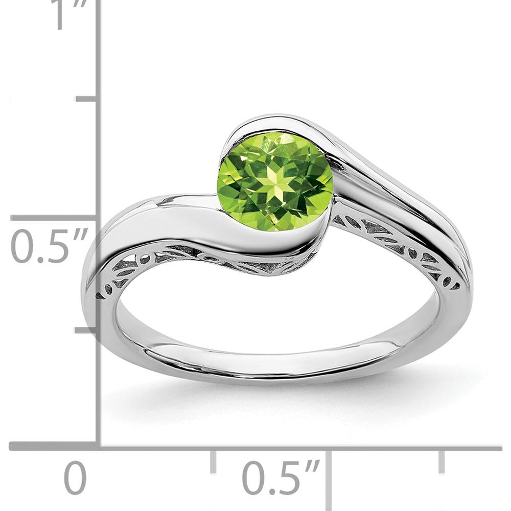 10K White Gold Bypass Ring with 0.71 Carat Round Peridot Gemstone by 0