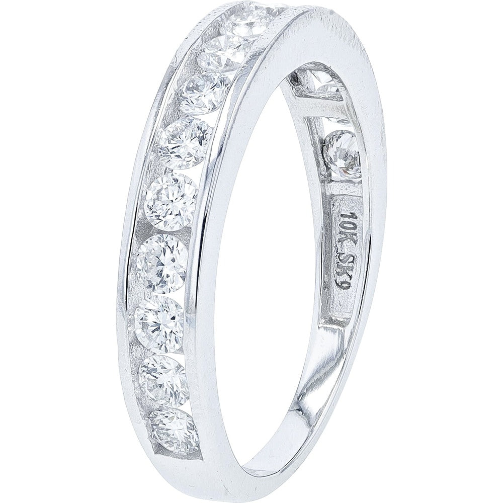 10K White Gold Channel-Set Band with Round Lab Grown Diamonds - 1.00 Carat Total Diamond Weight