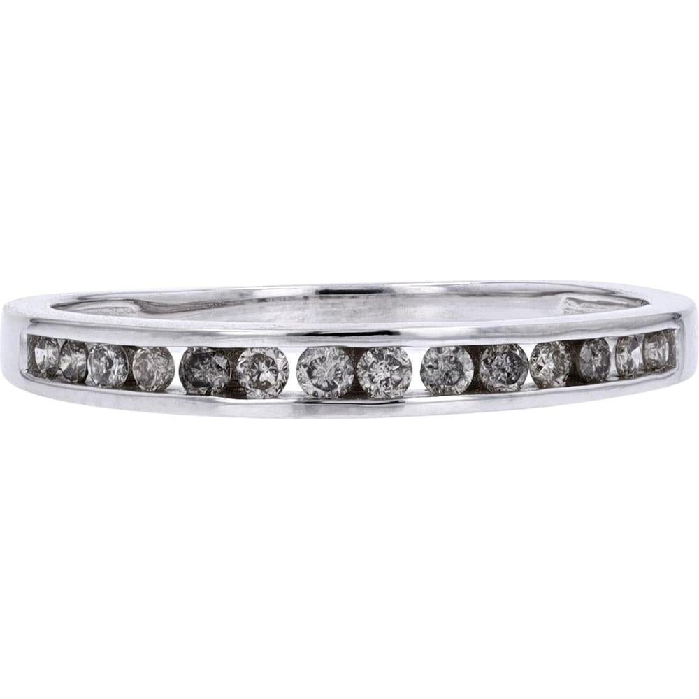10K White Gold Channel-Set Diamond Band with Round Diamonds - 1/4 Carat Total Diamond Weight