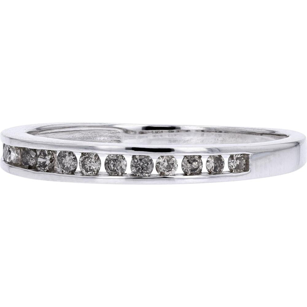 10K White Gold Channel-Set Diamond Band with Round Diamonds - 1/4 Carat Total Diamond Weight