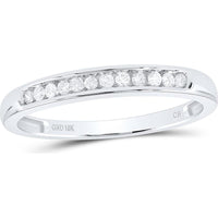 10K White Gold Channel-Set Round Diamond Band Ring - 1/8 Carat Total Diamond Weight