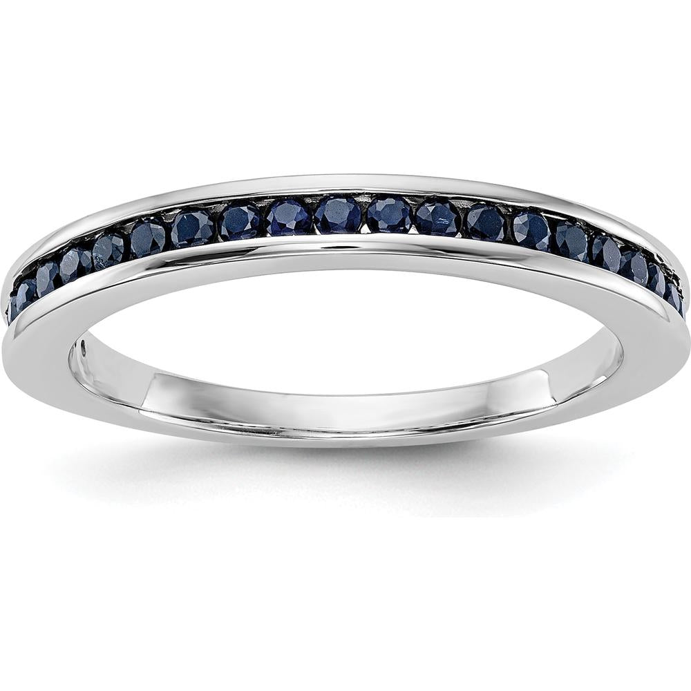 10K White Gold Channel-Set Sapphire Wedding Band with Natural Round Blue Sapphires - 0.40 Carat Total Sapphire Weight by 0