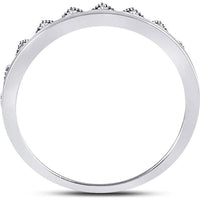 10K White Gold Chevron Stackable Ring with Prong-Set Round Diamonds - 0.11 Carat Total Diamond Weight