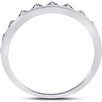 10K White Gold Chevron Stackable Ring with Prong-Set Round Diamonds - 0.11 Carat Total Diamond Weight
