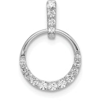 10K White Gold Circle Diamond Pendant with Rhodium Plating - Sparkling Diamonds by Oro Pregiato