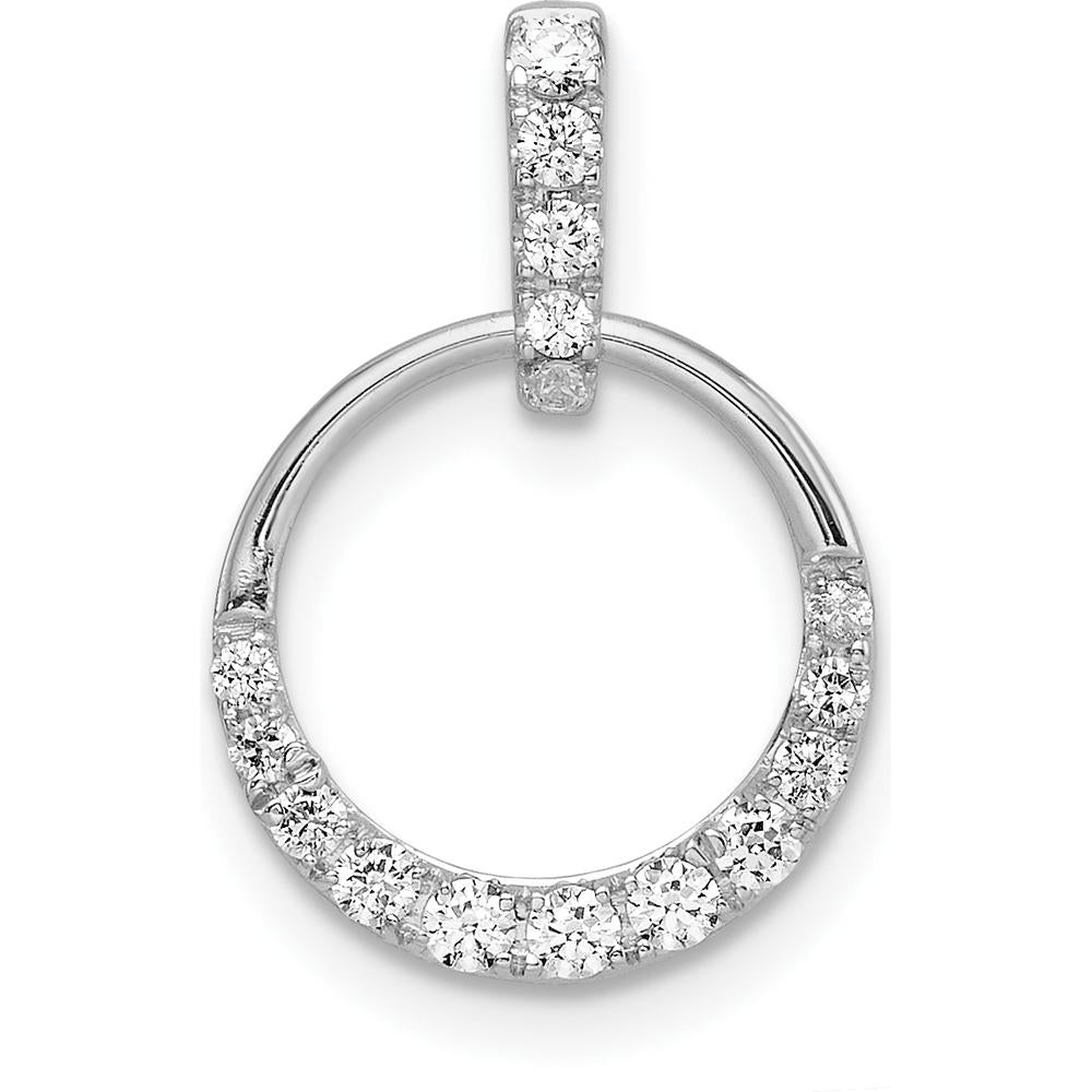10K White Gold Circle Diamond Pendant with Rhodium Plating - Sparkling Diamonds by Oro Pregiato