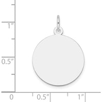 10K White Gold Circular Engravable Disc Charm with Polished Finish