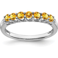 10K White Gold Citrine and Diamond 7-Stone Ring - 0.06 Carat Total Citrine Weight, 0.006 Carat Total Diamond Weight by 0