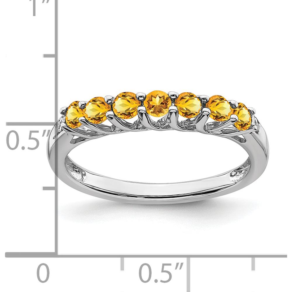 10K White Gold Citrine and Diamond 7-Stone Ring - 0.06 Carat Total Citrine Weight, 0.006 Carat Total Diamond Weight by 0