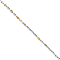 10K White Gold Citrine and Diamond Bracelet with Oval Citrine and Round Diamonds - 1.70 Carats Total Gem Weight by Monteluci Fine Jewelry
