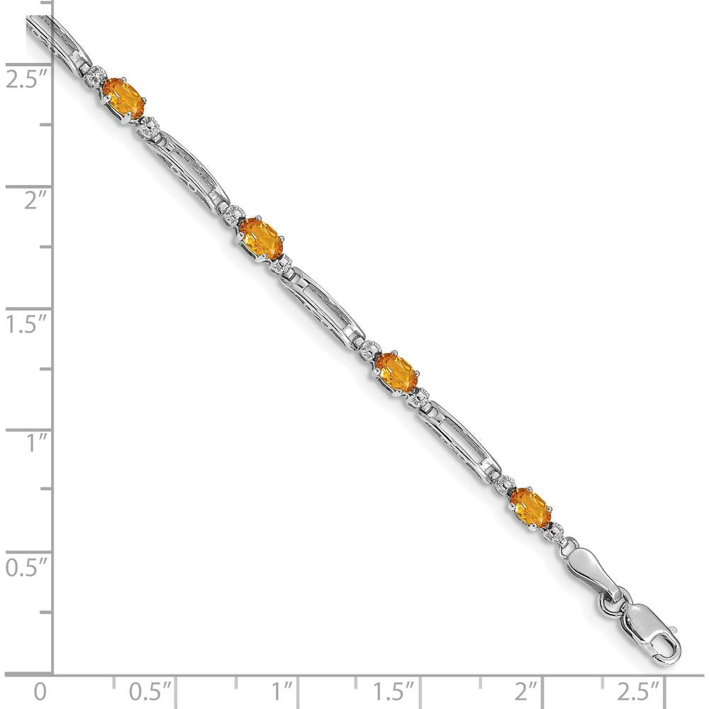 10K White Gold Citrine and Diamond Bracelet with Oval Citrine and Round Diamonds - 1.70 Carats Total Gem Weight by Monteluci Fine Jewelry